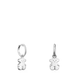 Short Silver TOUS Sweet Dolls Earrings with Bear motif