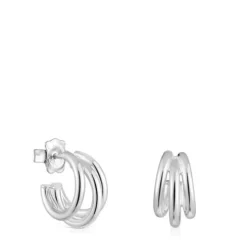 Short silver triple-hoop Earrings Basics