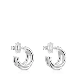 Short silver triple-hoop Earrings Basics