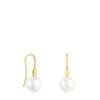 Short Silver Vermeil Gloss Earrings with Pearl
