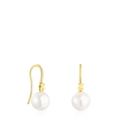 Short Silver Vermeil Gloss Earrings with Pearl