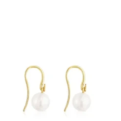 Short Silver Vermeil Gloss Earrings with Pearl