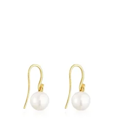 Short Silver Vermeil Gloss Earrings with Pearl