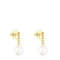 Short Silver Vermeil Gloss ball Earrings with Pearl