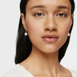 Short Silver Vermeil Gloss ball Earrings with Pearl