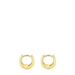 Short, thick Hoop earrings with 18kt gold plating over silver TOUS Basics
