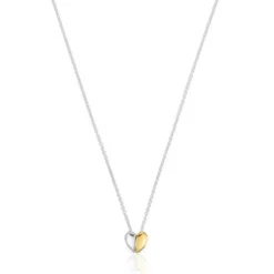 Short two-tone small heart Double necklace My Other Half