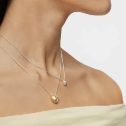 Short two-tone small heart Double necklace My Other Half