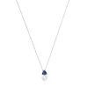 Short white gold Necklace with iolite and cultured pearl Ivette