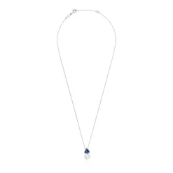 Short white gold Necklace with iolite and cultured pearl Ivette