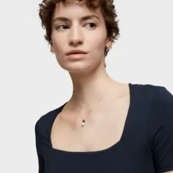 Short white gold Necklace with iolite and cultured pearl Ivette