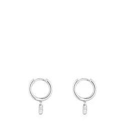 Short white-gold bear Hoop earrings with diamonds TOUS Grain