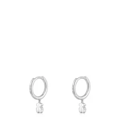 Short white-gold bear Hoop earrings with diamonds TOUS Grain
