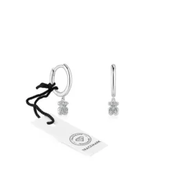 Short white-gold bear Hoop earrings with diamonds TOUS Grain