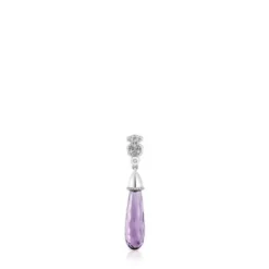 Short white-gold bear Single earring with diamonds and amethyst TOUS Grain