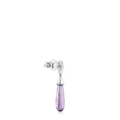 Short white-gold bear Single earring with diamonds and amethyst TOUS Grain