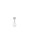 Short white-gold heart Single earring with diamonds and cultured pearl TOUS Grain