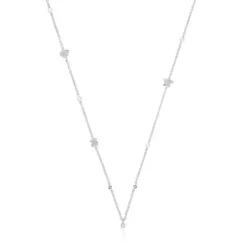 Short white-gold Necklace with diamonds, cultured pearls and motifs TOUS Grain