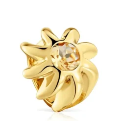 Signet ring with 18kt gold plating over silver and citrine Galia