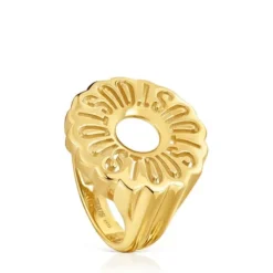 Signet ring with 18kt gold plating over silver Miranda