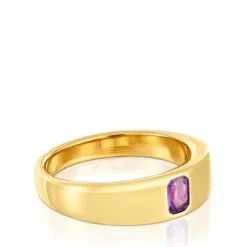 Signet ring with 18kt gold plating over silver and amethyst TOUS Basic Colors