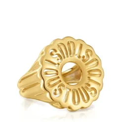 Signet ring with 18kt gold plating over silver Miranda