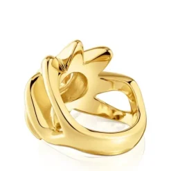 Signet ring with 18kt gold plating over silver and citrine Galia
