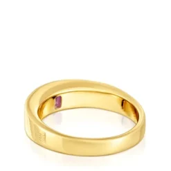 Signet ring with 18kt gold plating over silver and amethyst TOUS Basic Colors