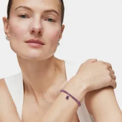 Silver and Amethyst Icon Color Bracelet