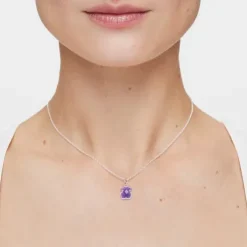Silver and Amethyst Icon Color Necklace