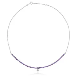 Silver and amethyst Necklace Bold Bear