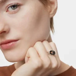 Silver and black enamel Signet ring TOUS MANIFESTO