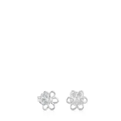 Silver and 0,35cm. pearls TOUS Maggie Earrings with Flower motif