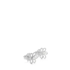 Silver and 0,35cm. pearls TOUS Maggie Earrings with Flower motif