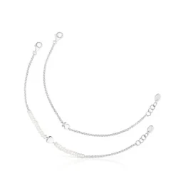 Silver and cultured pearls Mini Icons heart and bear Bracelet set