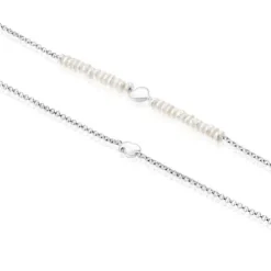 Silver and cultured pearls Mini Icons heart and bear Bracelet set