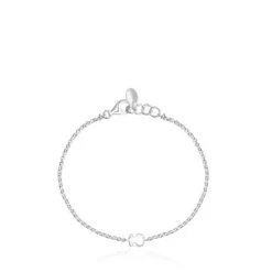 Silver and cultured pearls Mini Icons heart and bear Bracelet set