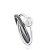 Silver and dark silver Plump Double ring