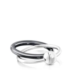 Silver and dark silver Plump Double ring