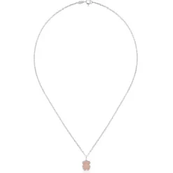 Silver and faceted rose quartz TOUS Color Necklace