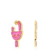 Silver and fuchsia-colored enamel Hoop earrings TOUS MANIFESTO