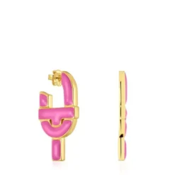Silver and fuchsia-colored enamel Hoop earrings TOUS MANIFESTO