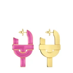 Silver and fuchsia-colored enamel Hoop earrings TOUS MANIFESTO
