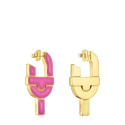 Silver and fuchsia-colored enamel Hoop earrings TOUS MANIFESTO