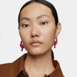 Silver and fuchsia-colored enamel Hoop earrings TOUS MANIFESTO