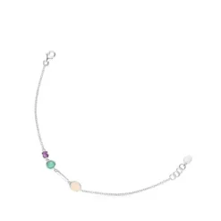 Silver and Gemstones Cool Color Bracelet