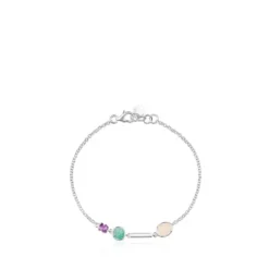 Silver and Gemstones Cool Color Bracelet
