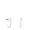 Silver and Pearl Icon Pearl Earrings