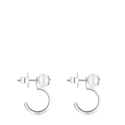 Silver and Pearl Icon Pearl Earrings