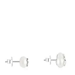 Silver and Pearl Icon Pearl Earrings
